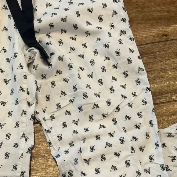 Victoria's Secret White Pajama Pants with Black Logo - Picture 2 of 3